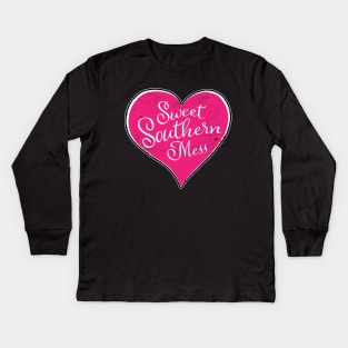 Sweet Southern Mess Pink Heart Kids Long Sleeve T-Shirt